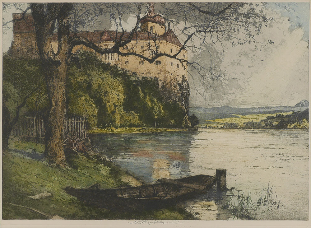 Appraisal: KASIMIR Luigi Austrian - ''Persenberg Castle'' Color Etching in Aquatint