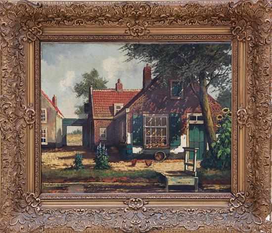 Appraisal: H Hubregtse Dutch early th century COUNTRY COTTAGE oil on