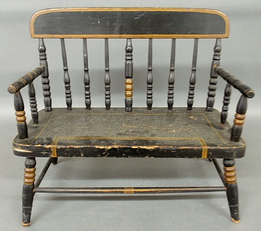 Appraisal: - Miniature plank-bottom settee late th c h x l