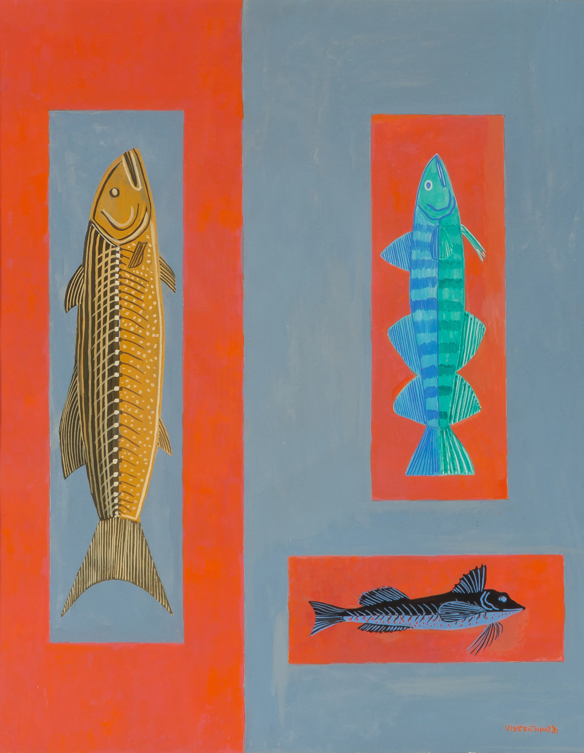 Appraisal: MARTHA VISSER'T HOOFT AMERICAN - FISH FETISH Gouache on paper