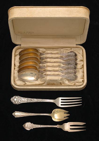 Appraisal: A group of sterling flatware Comprising Angelo cased teaspoons with