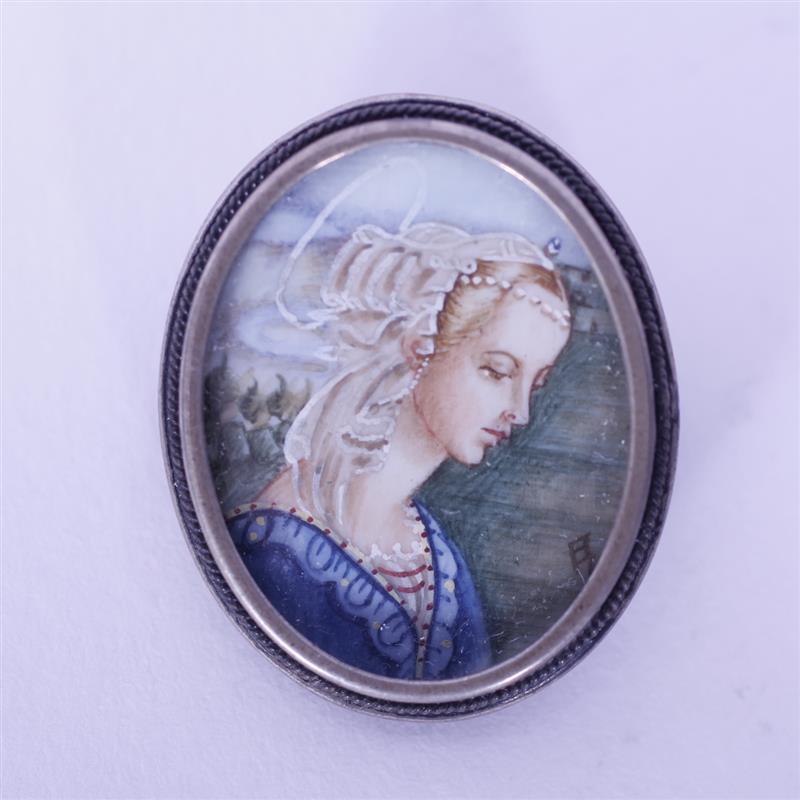 Appraisal: Micro Miniature Portrait of a woman on Ivory mounted in