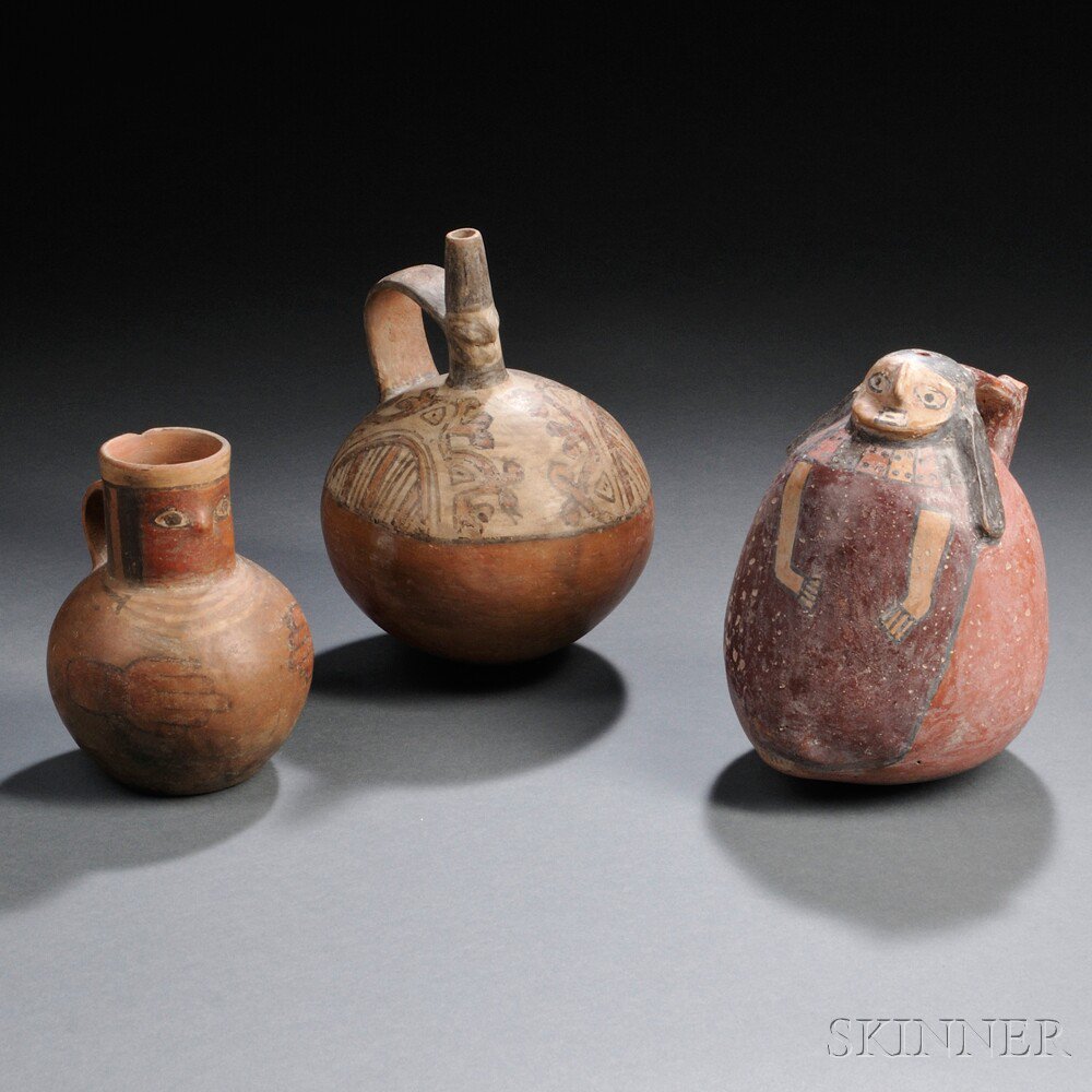 Appraisal: Three Pre-Columbian Vessels a Nasca effigy form and two Wari