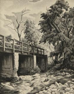 Appraisal: JACKSON LEE NESBITT - SIGNED ETCHING Titled 'Ozark Bridge' in