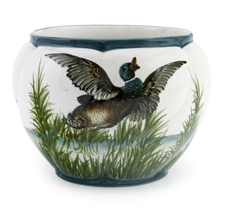 Appraisal: WEMYSS COMBE FLOWERPOT EARLY TH CENTURY decorated with mallards in