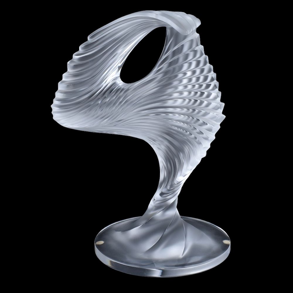 Appraisal: Lalique Trophee Crystal Sculpture Lalique Trophee Frosted to Clear Crystal