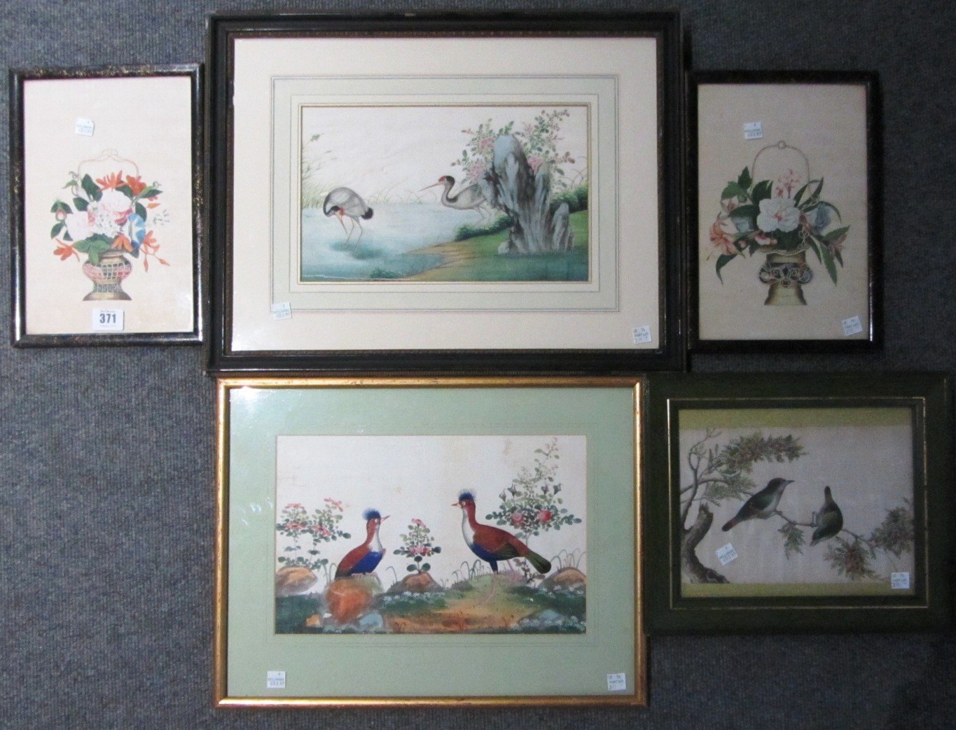 Appraisal: A pair of Chinese rice paper paintings th century each