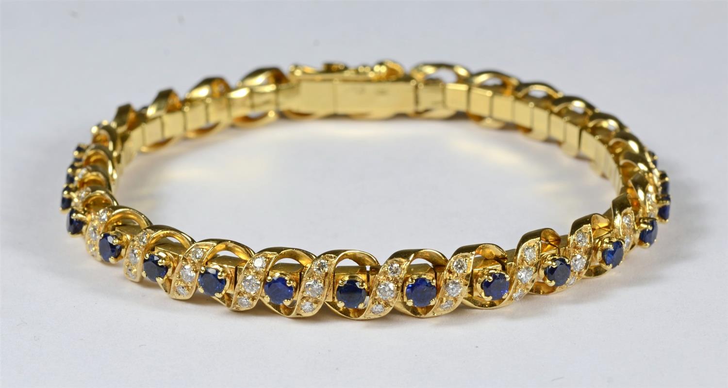 Appraisal: K Yellow gold Cartier diamond and sapphire bracelet each of