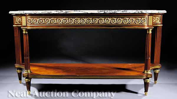 Appraisal: A Fine Louis XVI-Style Gilt Bronze-Mounted Mahogany Console Desserte mid-