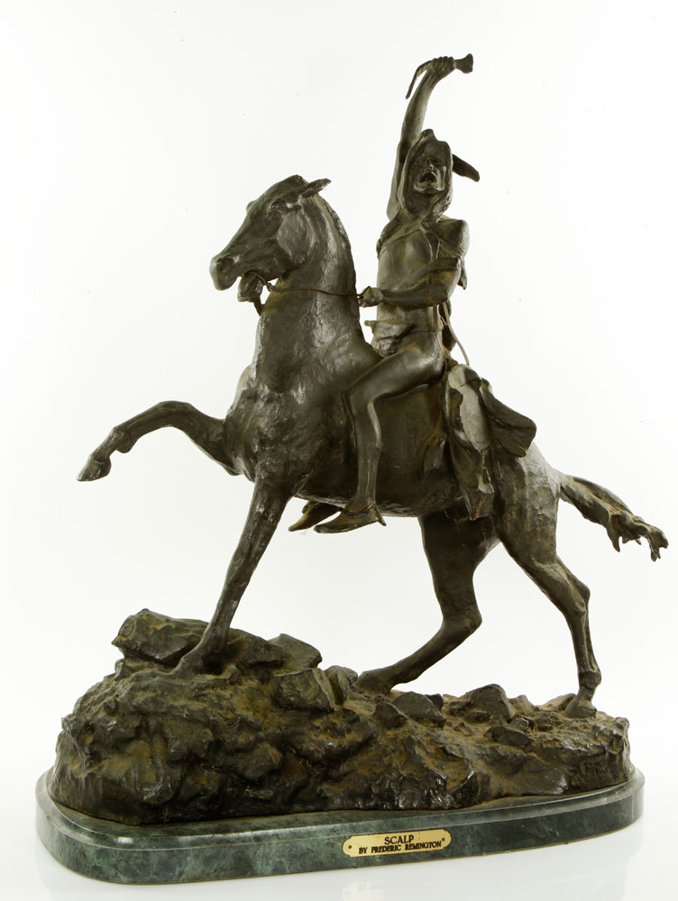 Appraisal: - Remington Scalp Bronze Sculpture Frederic Remington American - Scalp