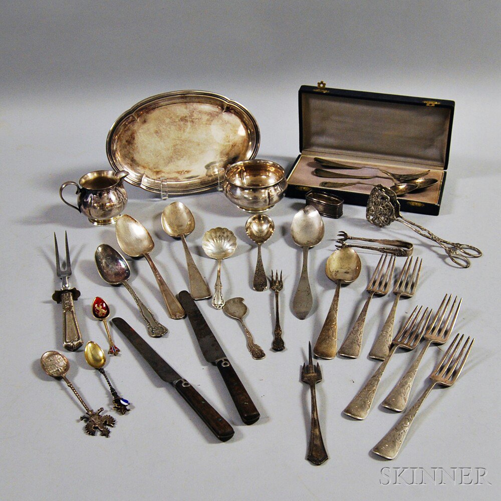 Appraisal: Group of Sterling and Coin Silver Tableware including two Gorham