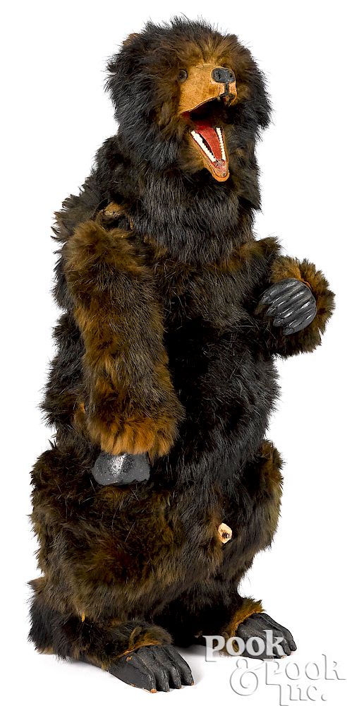 Appraisal: Clockwork fur covered bear Clockwork fur covered bear with opening