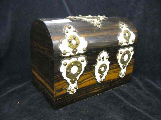 Appraisal: English Rosewood Ivory Box locking ornate brass trim th century