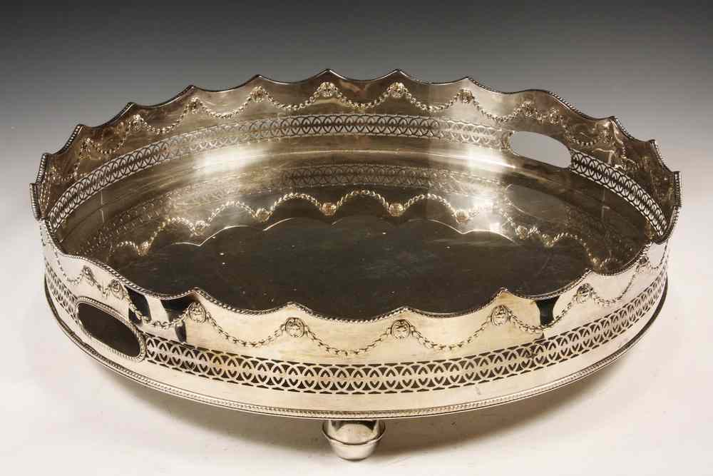 Appraisal: LARGE SHEFFIELD TRAY - Large Round Sheffield Silver Plate Butler's