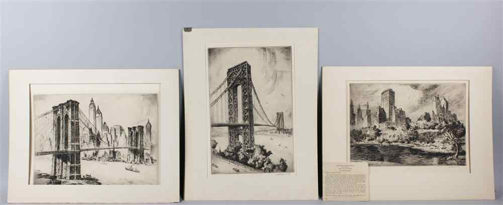 Appraisal: NAT LOWELL AMERICAN - GEORGE WASHINGTON BRIDGE BROOKLYN BRIDGE AND