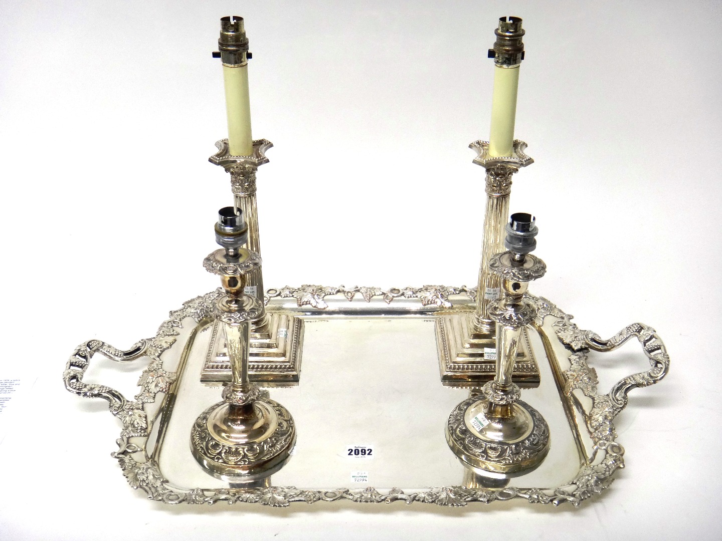 Appraisal: Plated wares comprising a shaped rectangular twin handled tray decorated