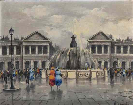 Appraisal: A Lauzi th century The Fountain oil on canvas laid