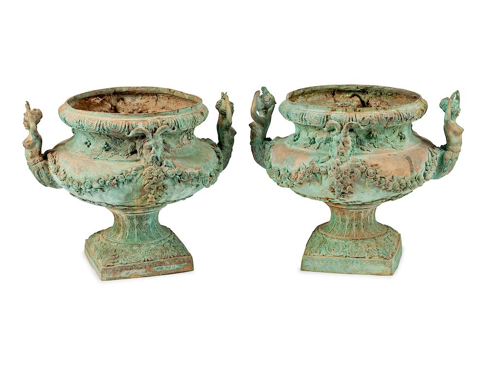 Appraisal: A Pair of Neoclassical Style Patinated Metal Jardinieres A Pair