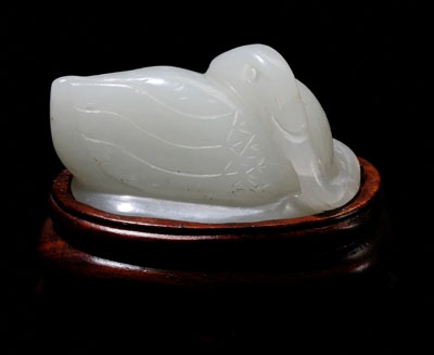 Appraisal: Jade Carved Goose Chinese early th century grayish-white the fowl