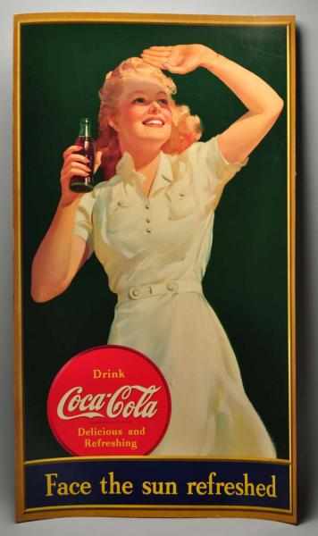 Appraisal: Vertical Cardboard Coca-Cola Poster Description Nice bright and unfaded colors