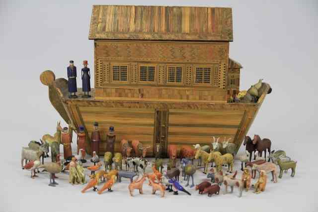 Appraisal: NOAH'S ARK WITH ANIMALS A multitude of mostly paired animals