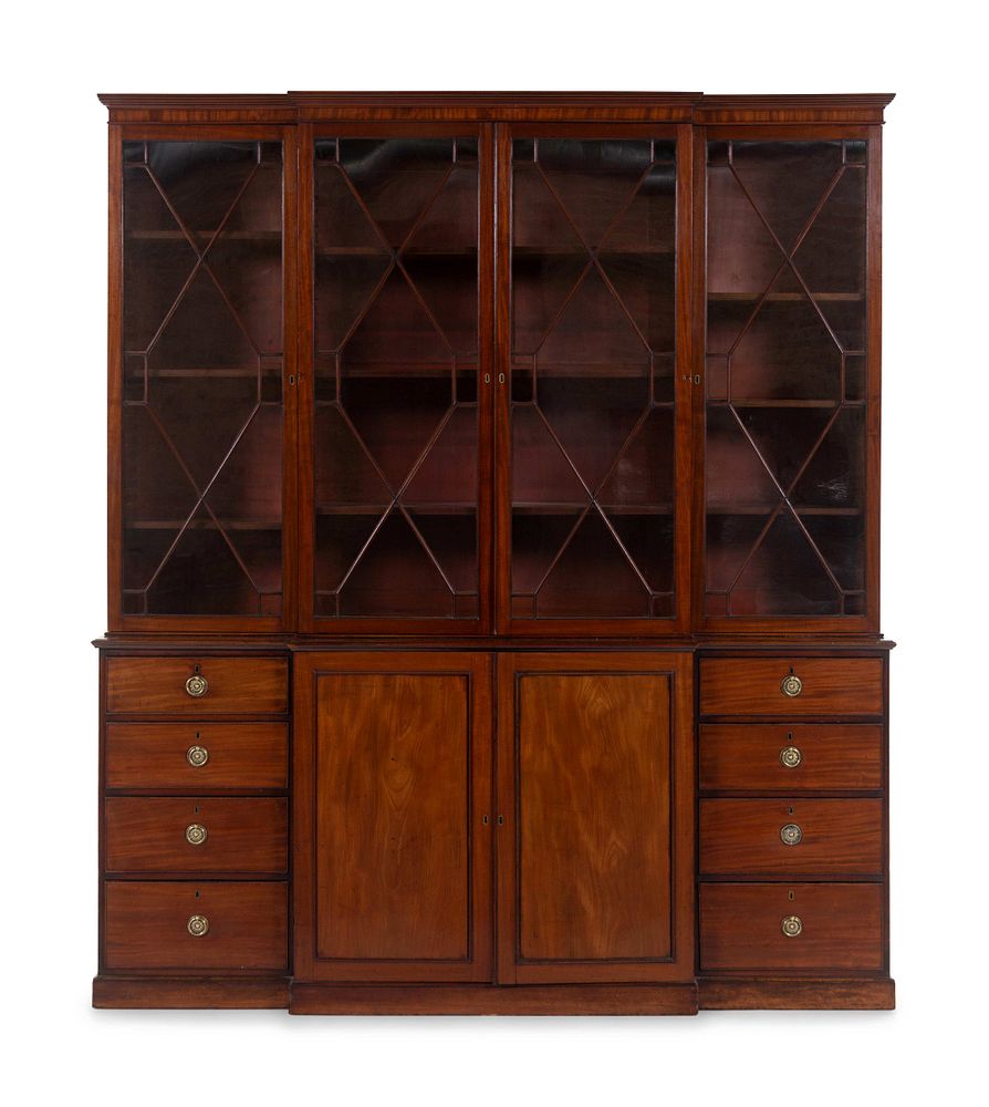 Appraisal: A George III Mahogany Breakfront Bookcase A George III Mahogany