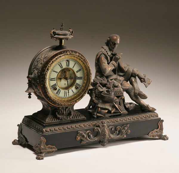 Appraisal: Ansonia figural mantle clock with William Shakespeare the gilt metal