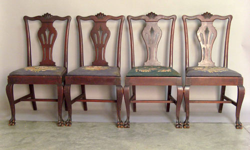 Appraisal: Set of six Chippendale style mahogany dining chairs early th