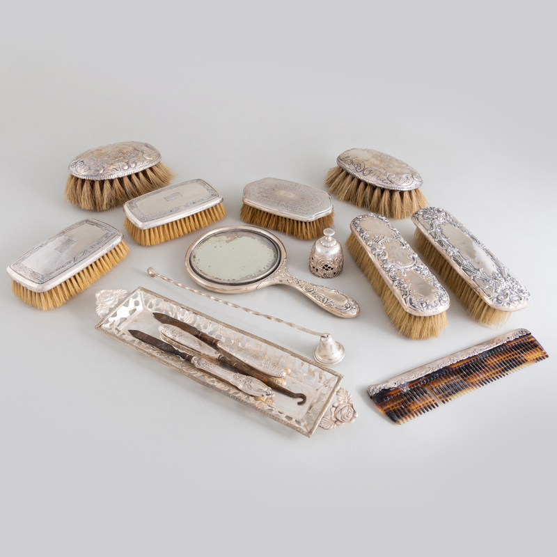 Appraisal: Group of Silver Brushes and Toilette Articles Comprising A Mexican