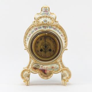 Appraisal: Antique Art Nouveau Porcelain Clock Gilt brass dial with day