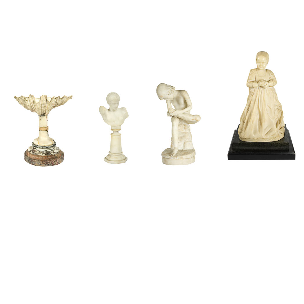 Appraisal: Group of Four Marble Alabaster and Composition Articles Height of