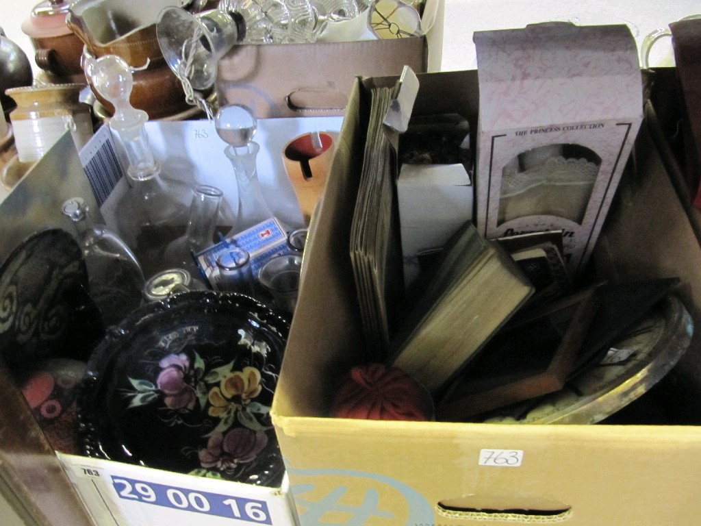 Appraisal: Lot comprising two boxes of bric-a-brac decanters etc