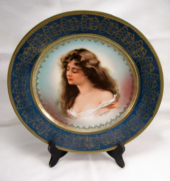 Appraisal: Austrian Portrait Plate Porcelain plate with a young woman in