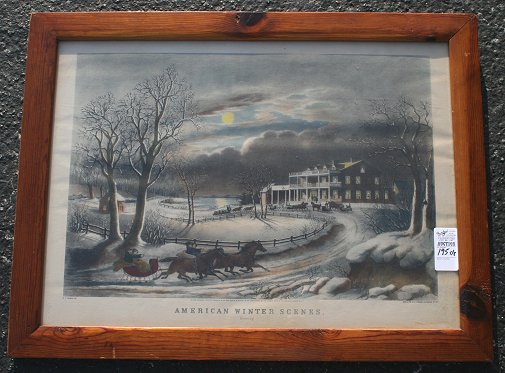 Appraisal: PERIOD CURRIER AMERICAN WINTER SCENES EVENING LITHOGRAPH Plate size approximately