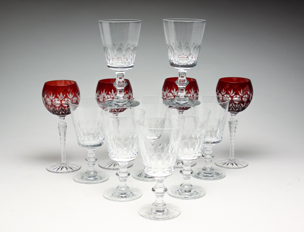 Appraisal: TWELVE CRYSTAL STEMWARE GLASSES Twentieth century Seven Hawkes clear crystal