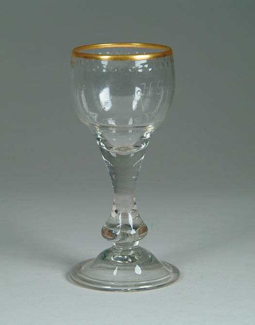 Appraisal: FREE BLOWN WINE GLASS MARKED H G V R George