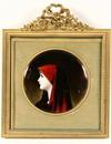 Appraisal: ENAMELED COPPER DOME MEDALLION - 'Fabiola' after Jean Jacques Henner