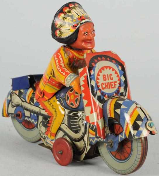 Appraisal: Tin Litho Mettoy Big Chief Indian Motorcycle Toy English Scarce