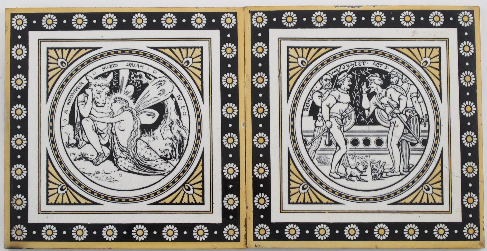 Appraisal: Two large Minton s Shakespeare Series tiles designed by John