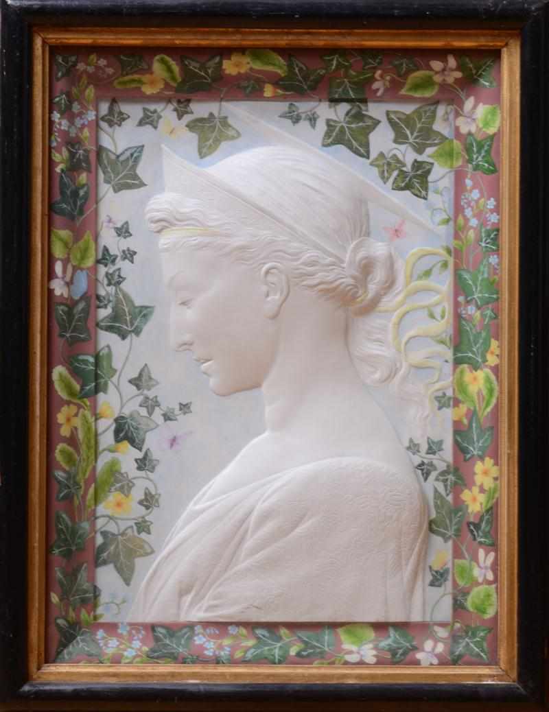 Appraisal: RENAISSANCE STYLE PAINTED PLASTER RELIEF OF DIANA Modeled in profile