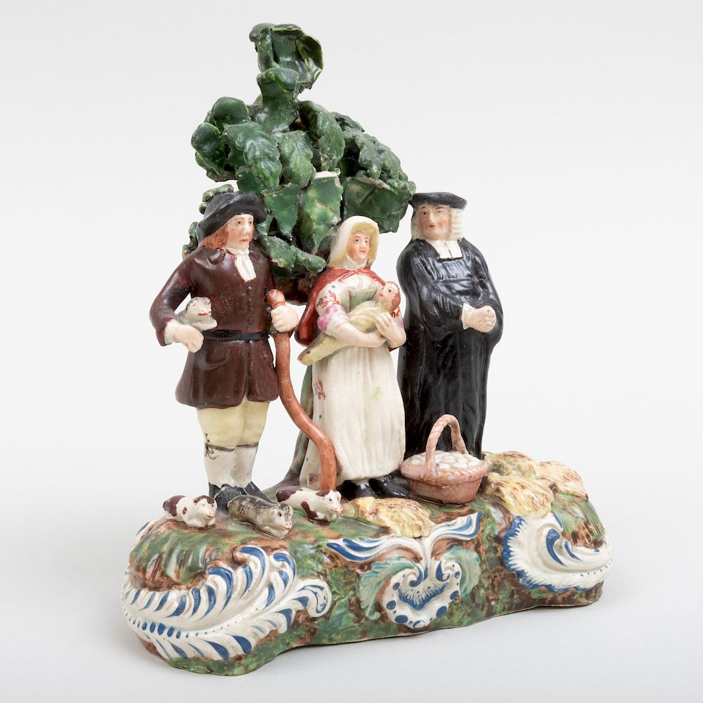 Appraisal: Staffordshire Pearlware Bocage 'Tithe Pig' Figure Group in high Condition