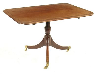 Appraisal: A mahogany breakfast table the rectangular cusp cornered tilt top