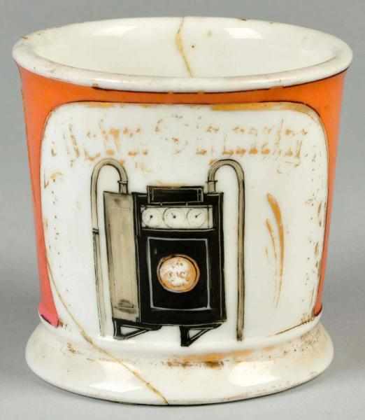 Appraisal: Black Gas Meter Shaving Mug Description Gilt name John Stranty