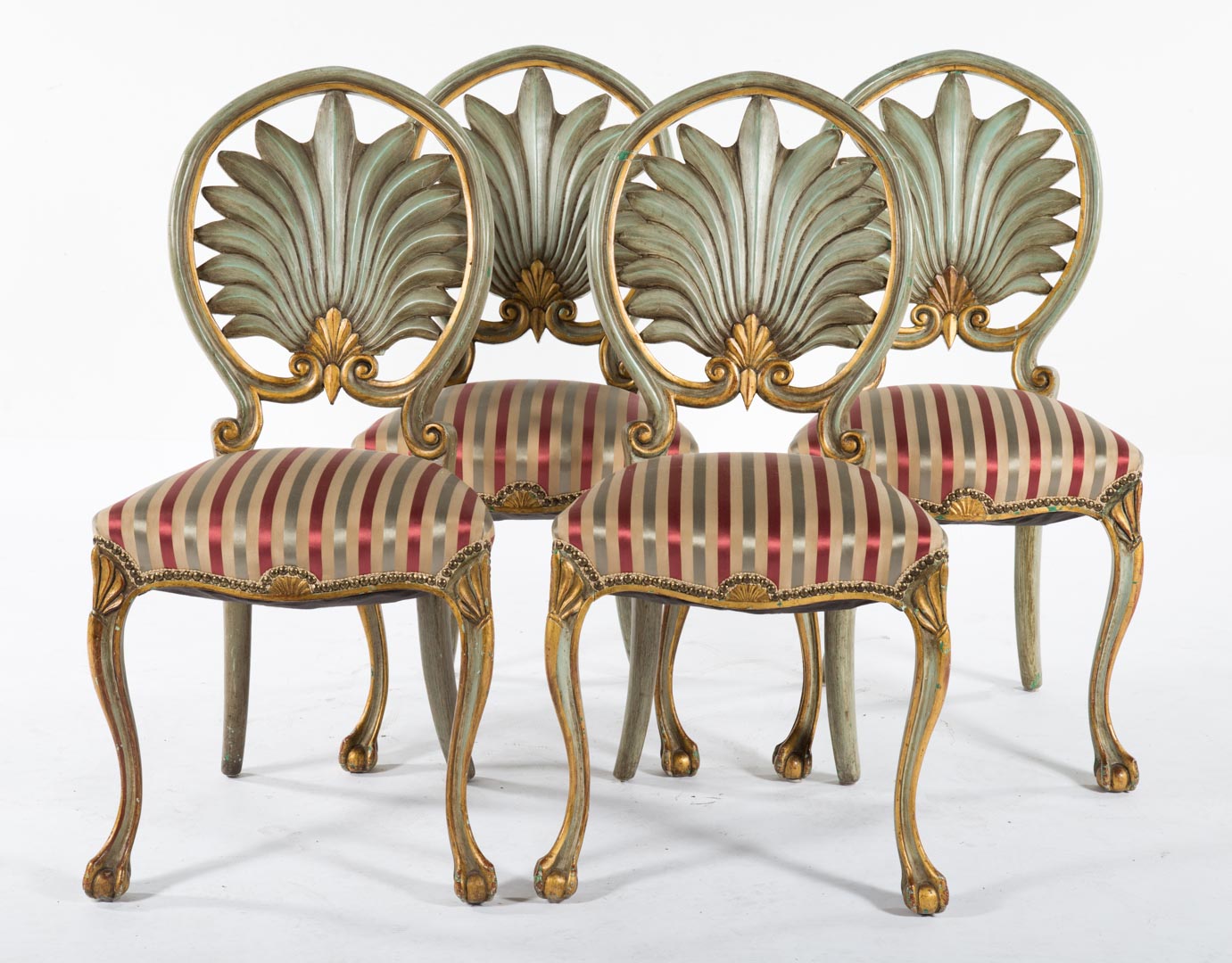 Appraisal: Four Regency style painted wood side chairs th century exposed