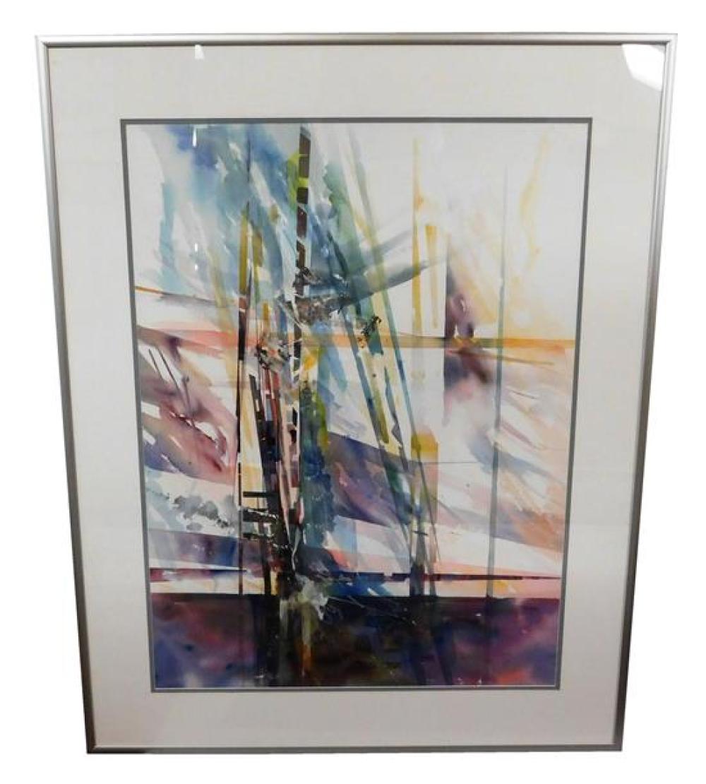 Appraisal: Grant Dolge American th C watercolor on paper linear abstract