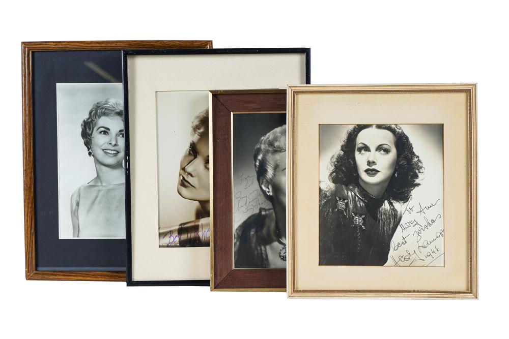 Appraisal: FOUR AUTOGRAPHED PHOTOGRAPHS OF HOLLYWOOD STARScomprising Betty Grable Janet Leigh