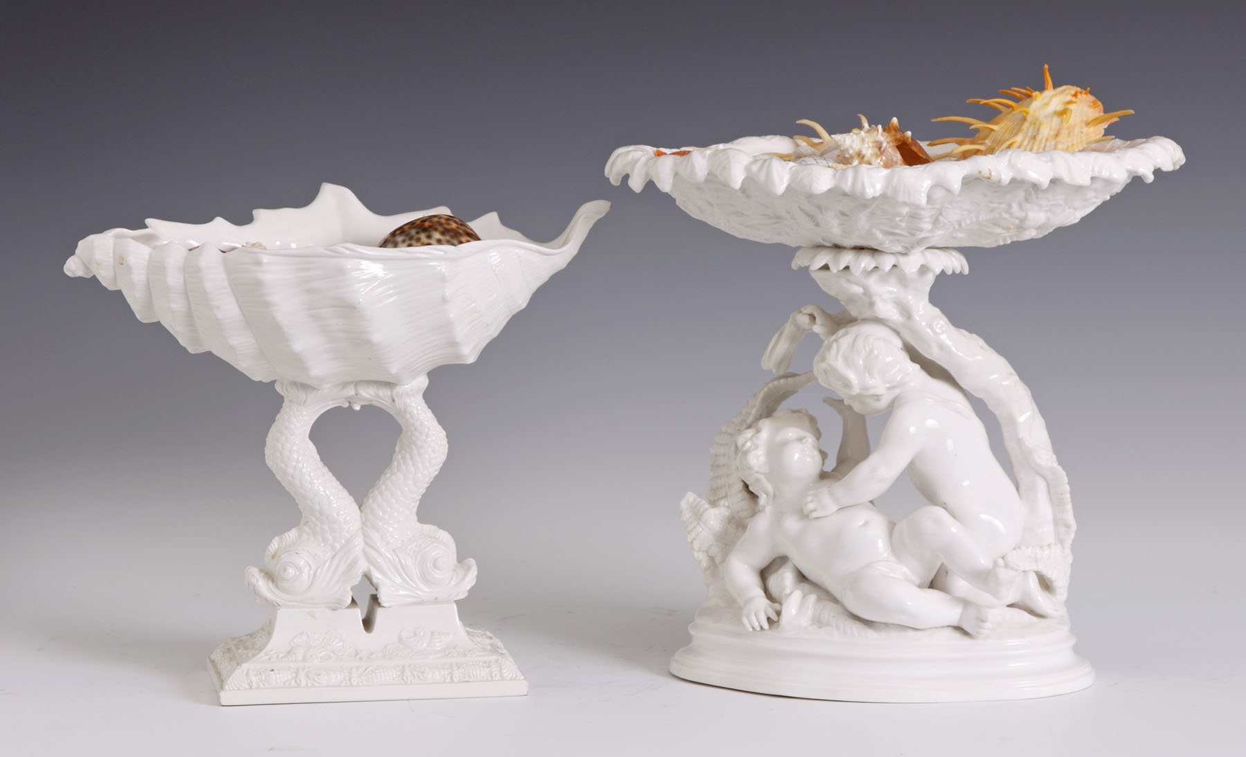 Appraisal: English Ironstone Compote Cherubs fern design Two faint hairlines in