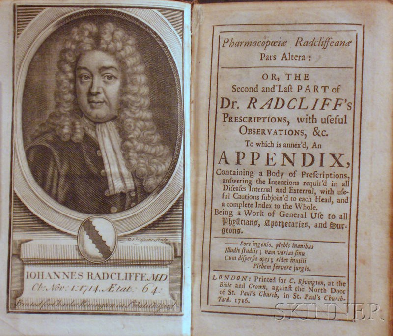 Appraisal: Medicine Radcliffe Johannes Pharmacoeiae Radcliffeanae Pars Altera Or the Second