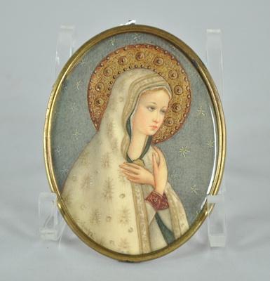 Appraisal: A Hand Painted Miniature of Madonna of Peace The delicately