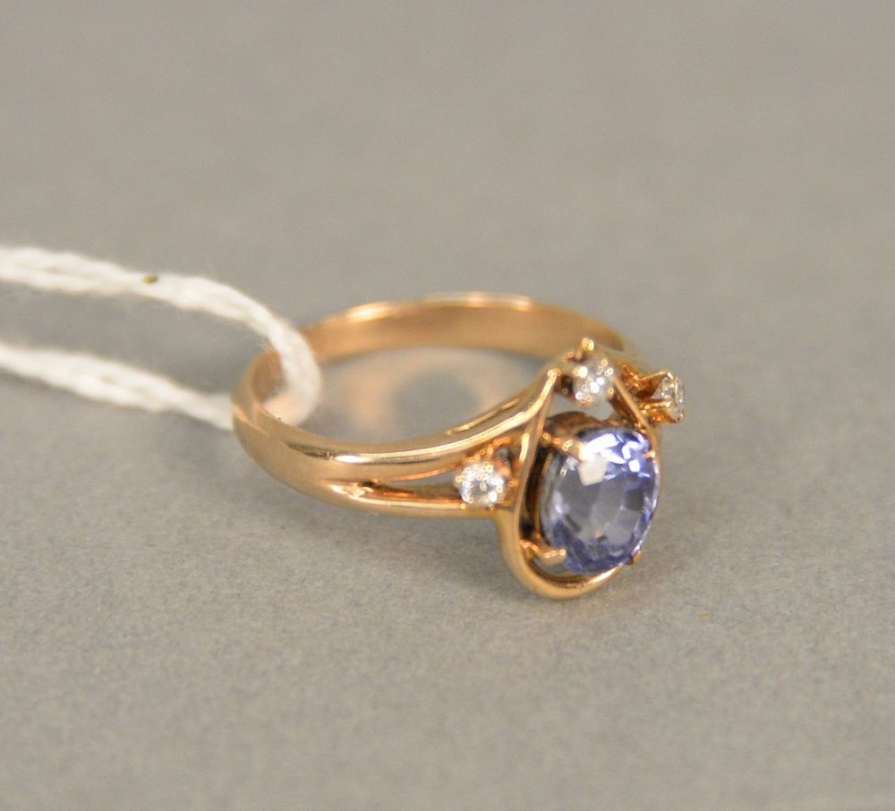 Appraisal: karat gold ring set with oval blue sapphire approximately cts